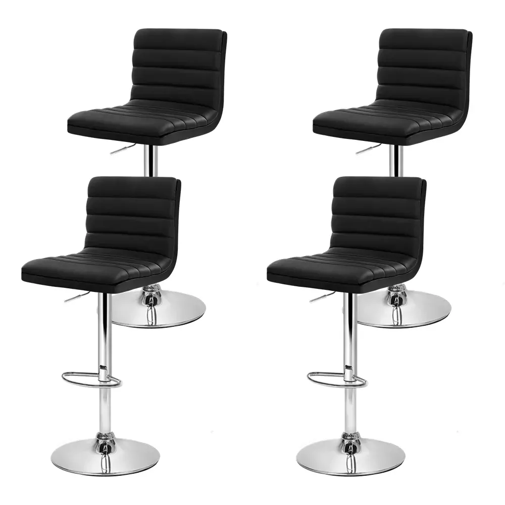 Set of 4 PU Leather Lined Pattern Bar Stools- Chrome Price