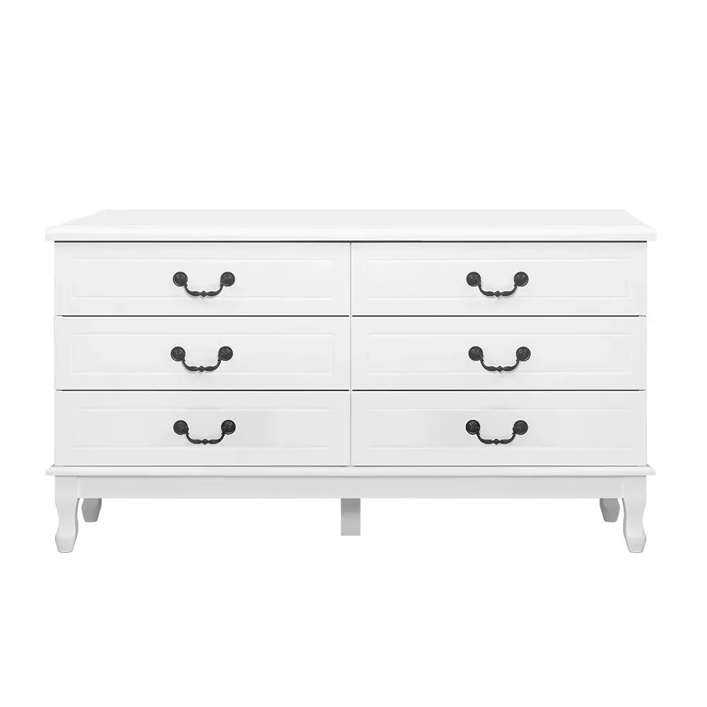 Chest of Drawers Dresser Table Lowboy Storage Cabinet White KUBI Bedroom Price