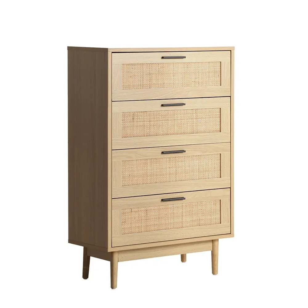 Chest of Drawers Rattan Tallboy Cabinet Bedroom Clothes Storage Wood Price