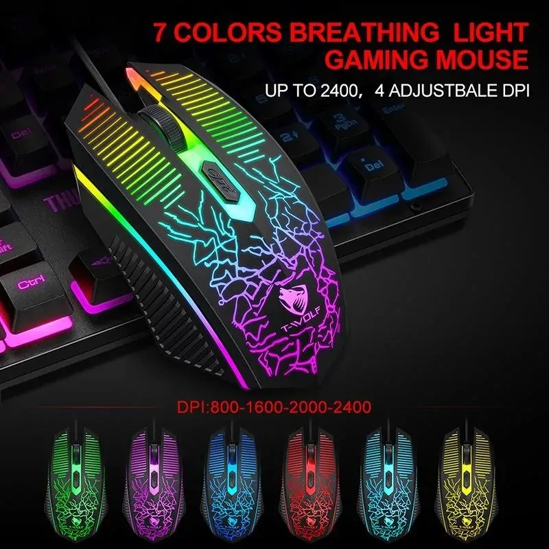 T-Wolf 4-pcs Rainbow Keyboard/Mouse/Headphone/Mouse Pad Kit Set Price