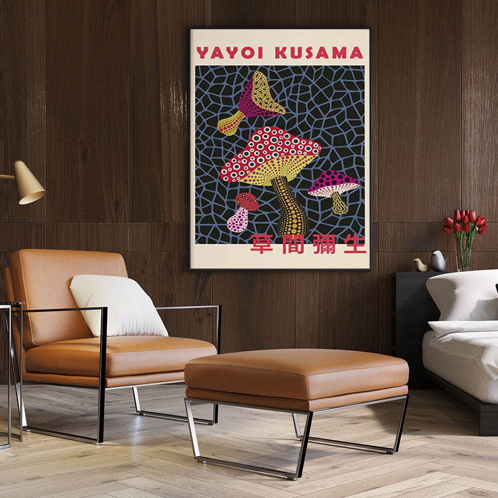 Mushroom By Yayoi Kusama Black Frame Canvas Price