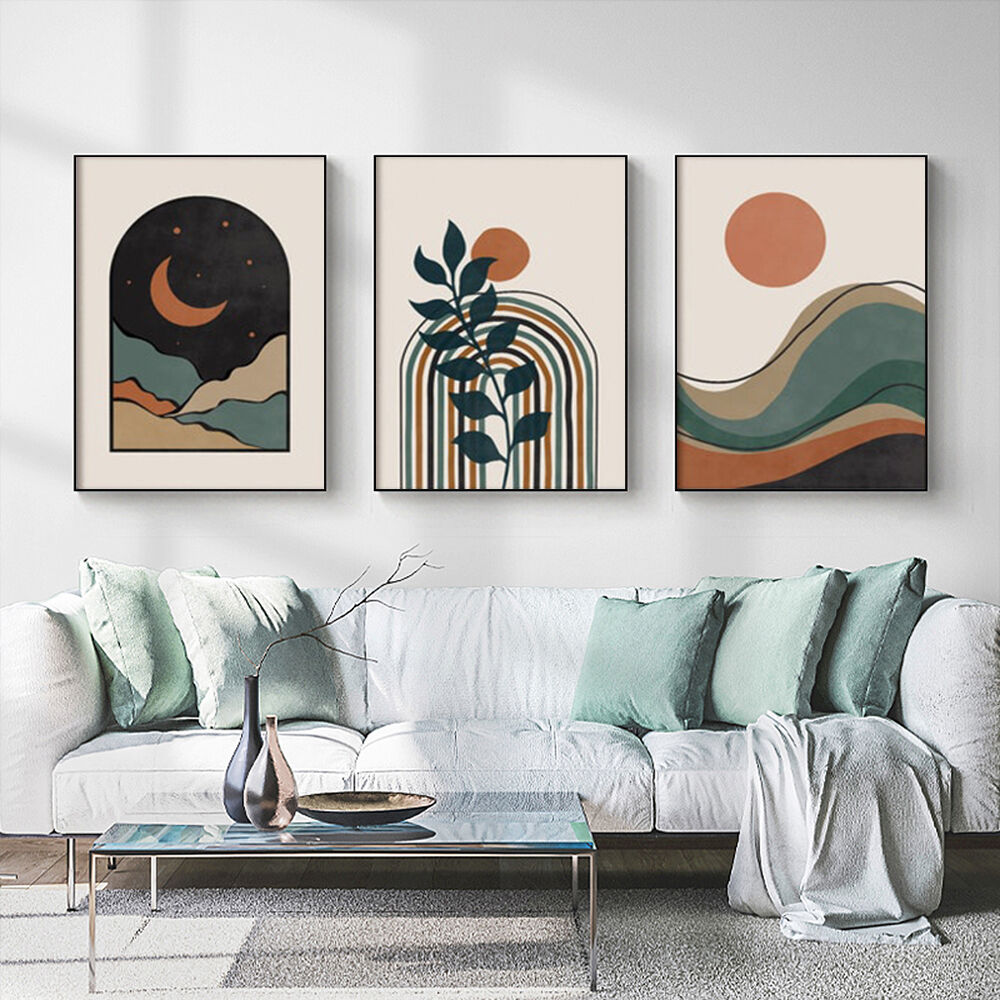 Abstract Dark Green 3 Sets Black Frame Canvas Wall Art Price