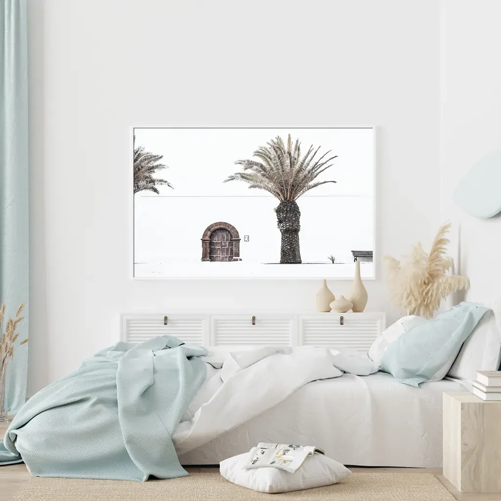 European Palm Tree White Frame Canvas Wall Art Price