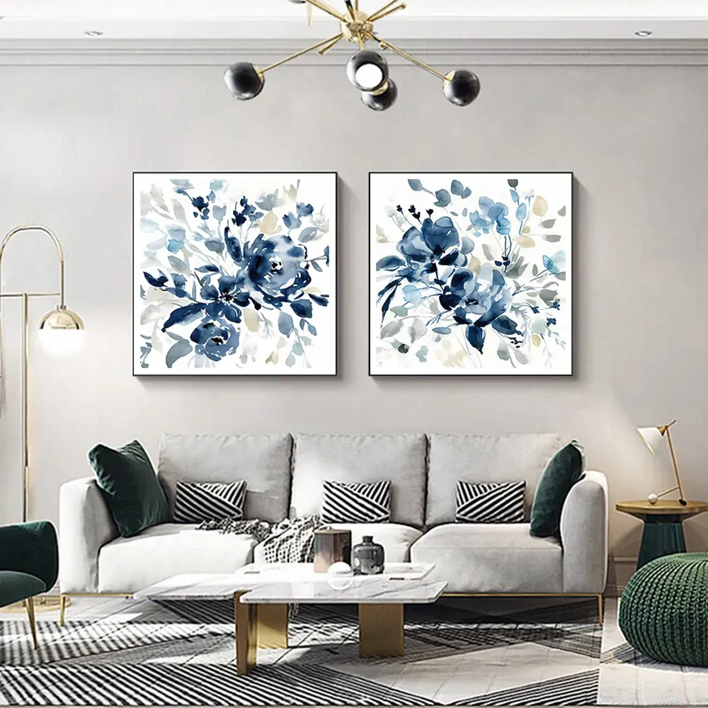 Indigo Garden By Carol Robinson 2 Sets Black Frame Canvas Wall Art Price