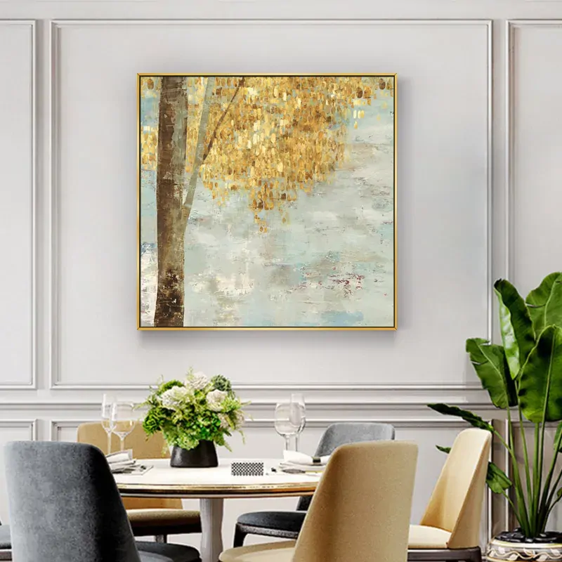 Golden Leaves 2 Sets Gold Frame Canvas Wall Art Price