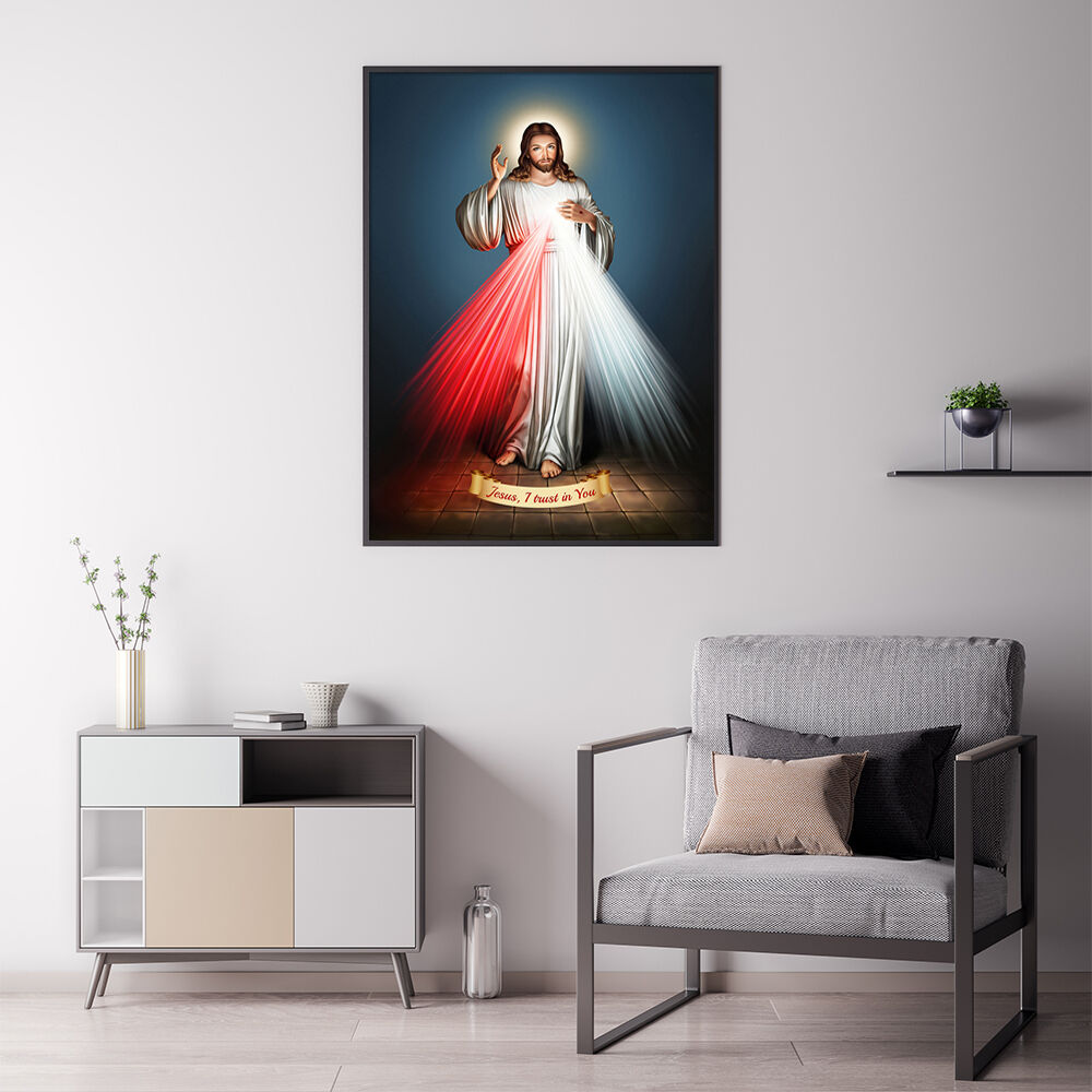 Jesus Divine Mercy I Trust In You Black Frame Canvas Wall Art Price