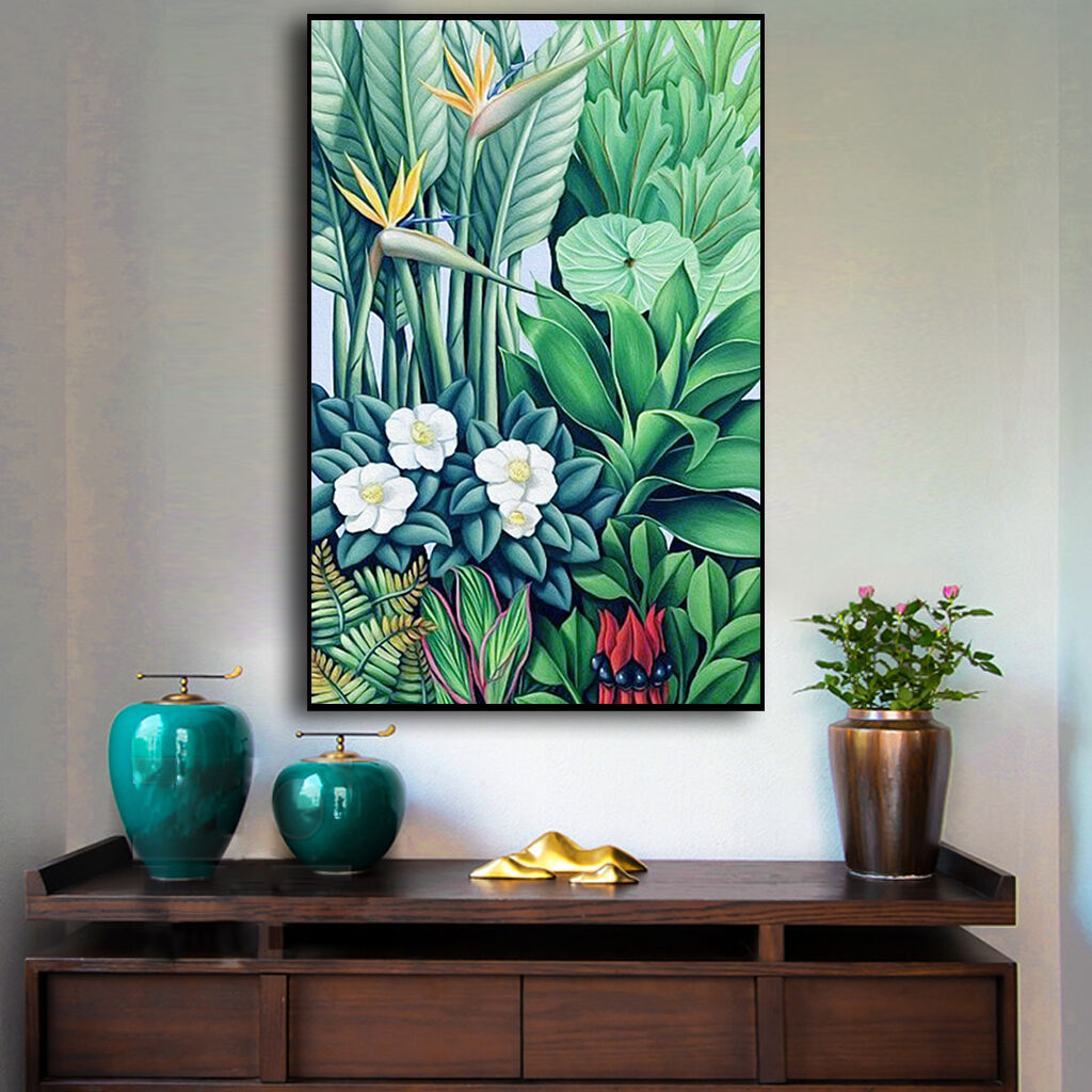Tropical plants Black Frame Canvas Wall Art Price