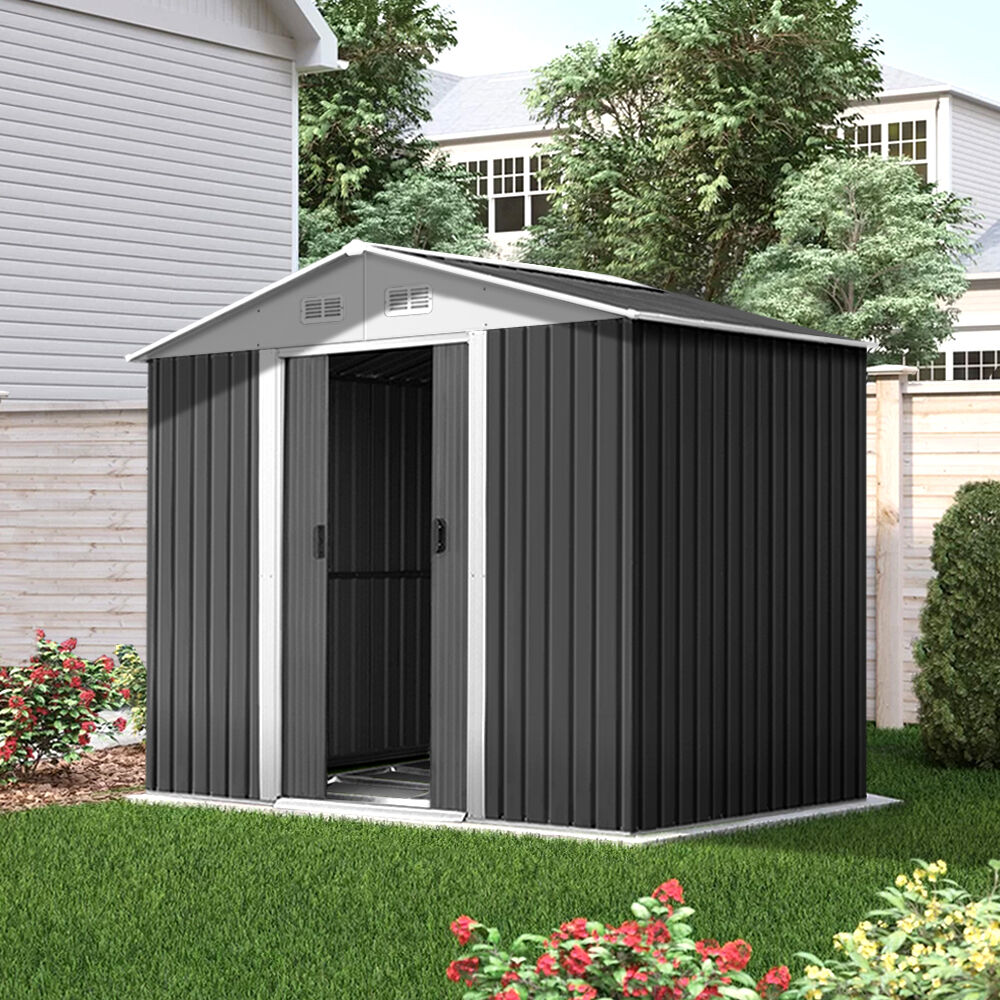 Garden Shed Outdoor Storage Sheds Workshop Metal Base Grey Price