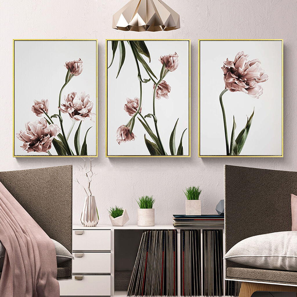 Tulip Flower 3 Sets Gold Frame Canvas Wall Art Price