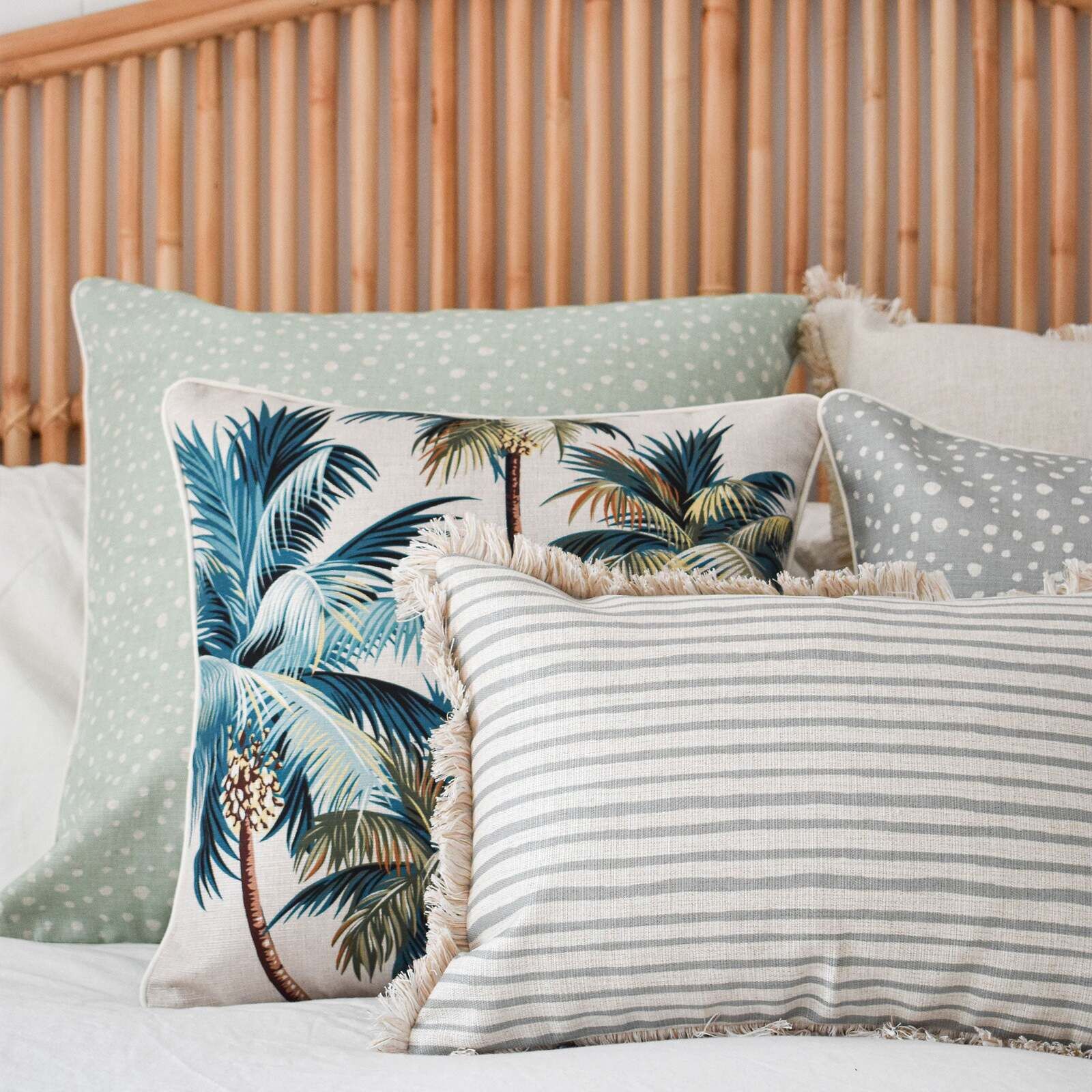 Cushion Cover-With Piping-Palm Trees Natural Price