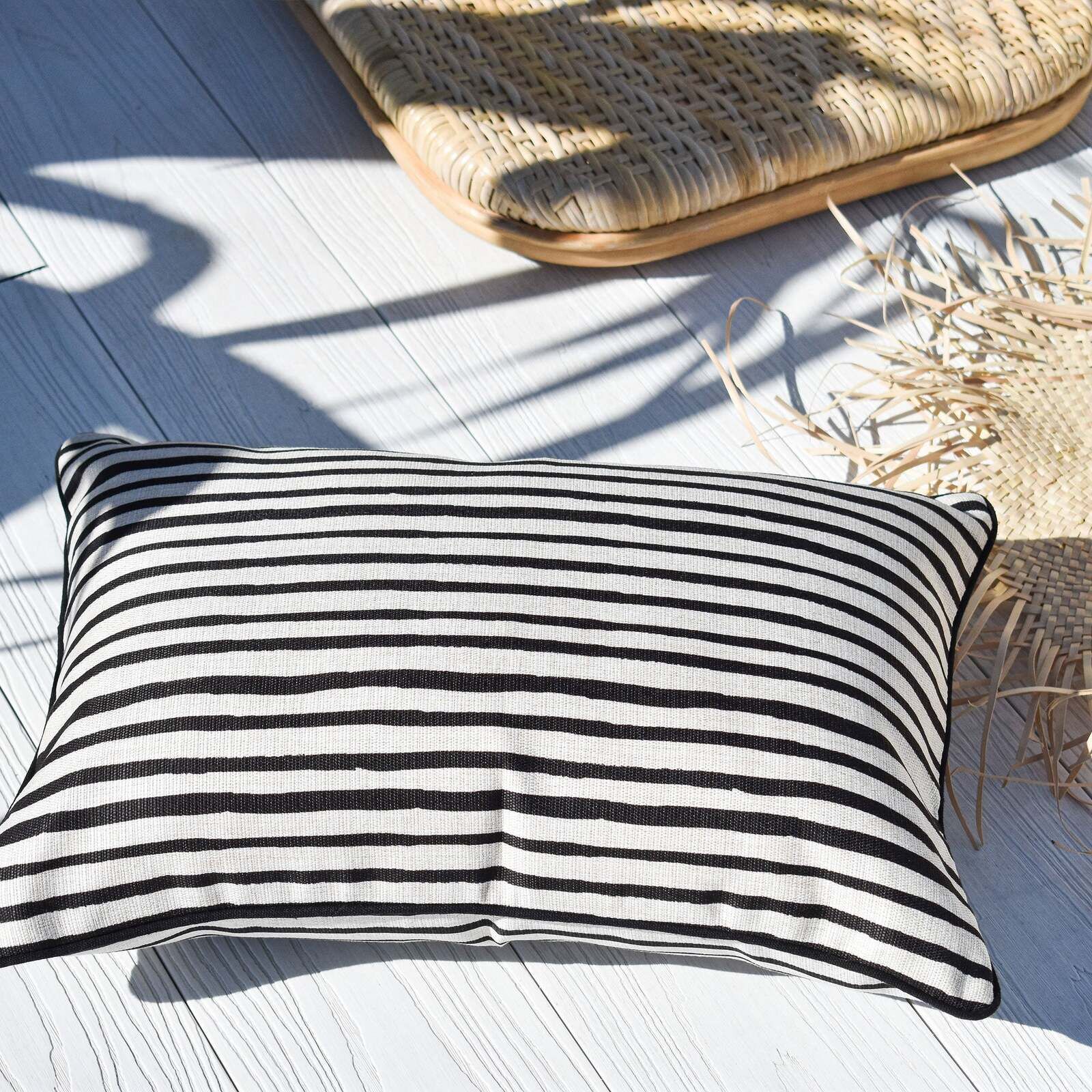 Cushion Cover-With Black Piping-Paint Stripes Price