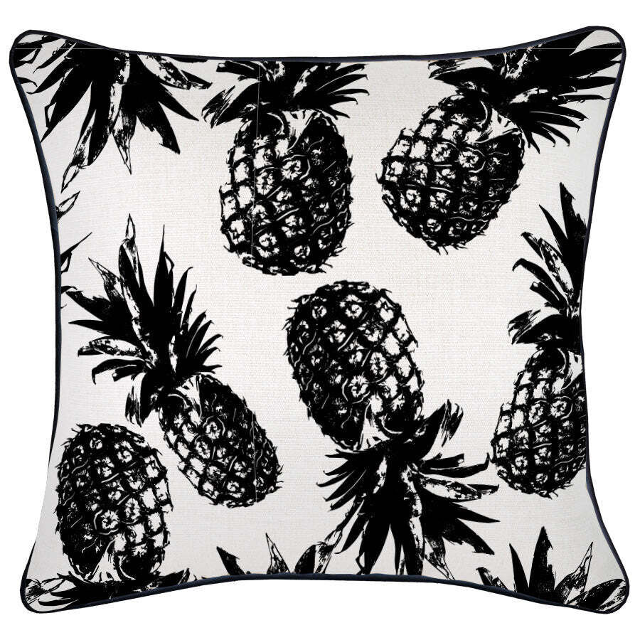 Cushion Cover-With Black Piping-Pineapples Black Price