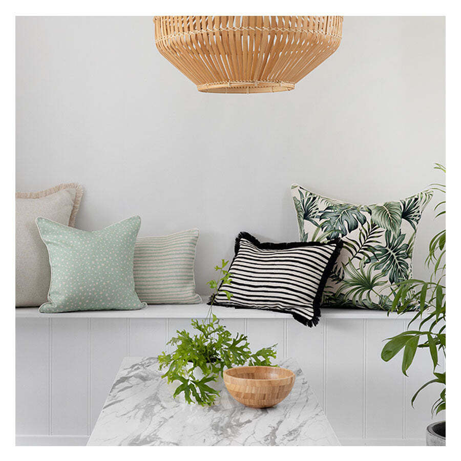 Cushion Cover-Coastal Fringe Black-Paint Stripes Price