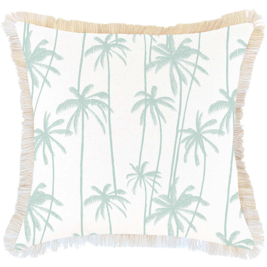 Cushion Cover-Coastal Fringe-Tall-Palms-Mint Price
