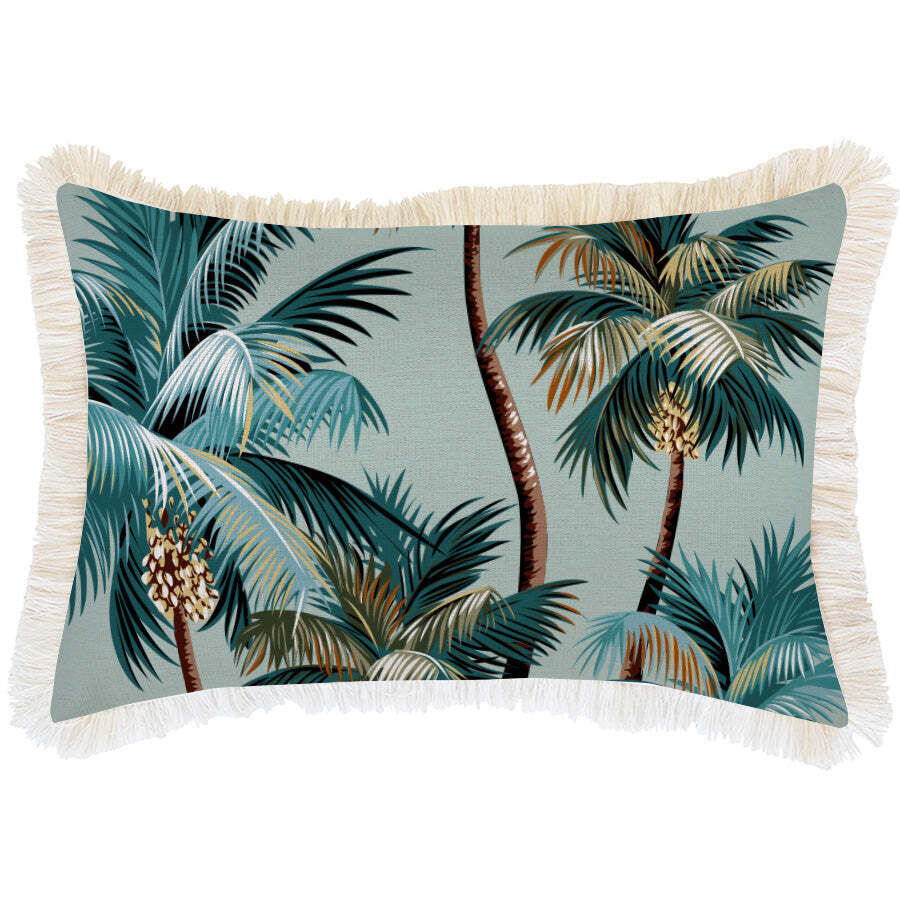 Cushion Cover-Coastal Fringe Natural-Palm Trees Seafoam Price