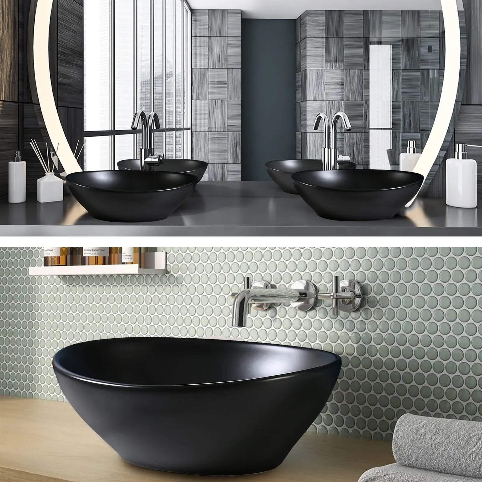 Muriel 41 x 34 x 14.5cm Ceramic Bathroom Basin Vanity Sink Oval Above Counter Top Mount Bowl Price