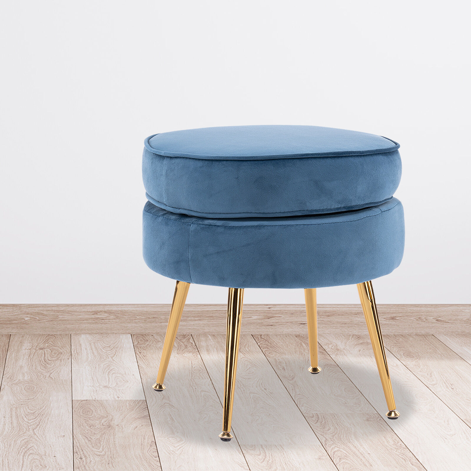 La Bella Round Ottoman Foot Stool Velvet Fabric Metal Leg Price