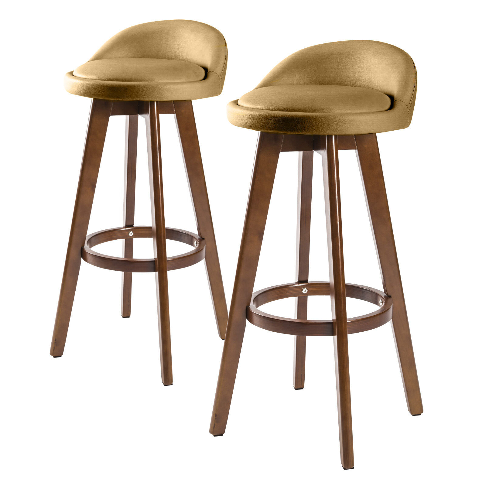 2X Wood Bar Stool Dining Chair Fabric LEILA 72cm BEIGE Price