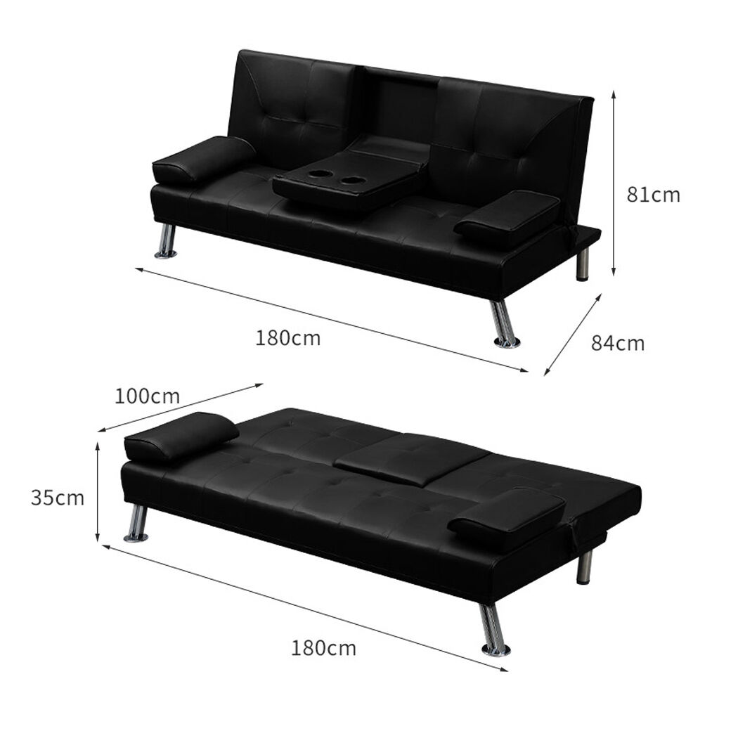 Burien Adjustable Sofa Bed Lounge Futon Couch Leather Beds 3 Seater Cup Holder Recliner Price