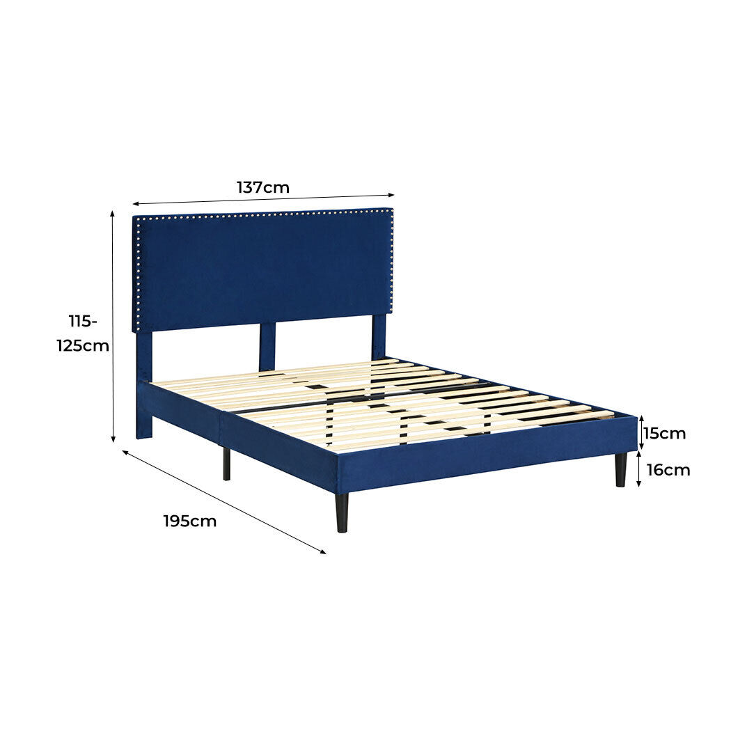 Nurom Bed Frame Mattress Base Platform Wooden Velevt Headboard Price