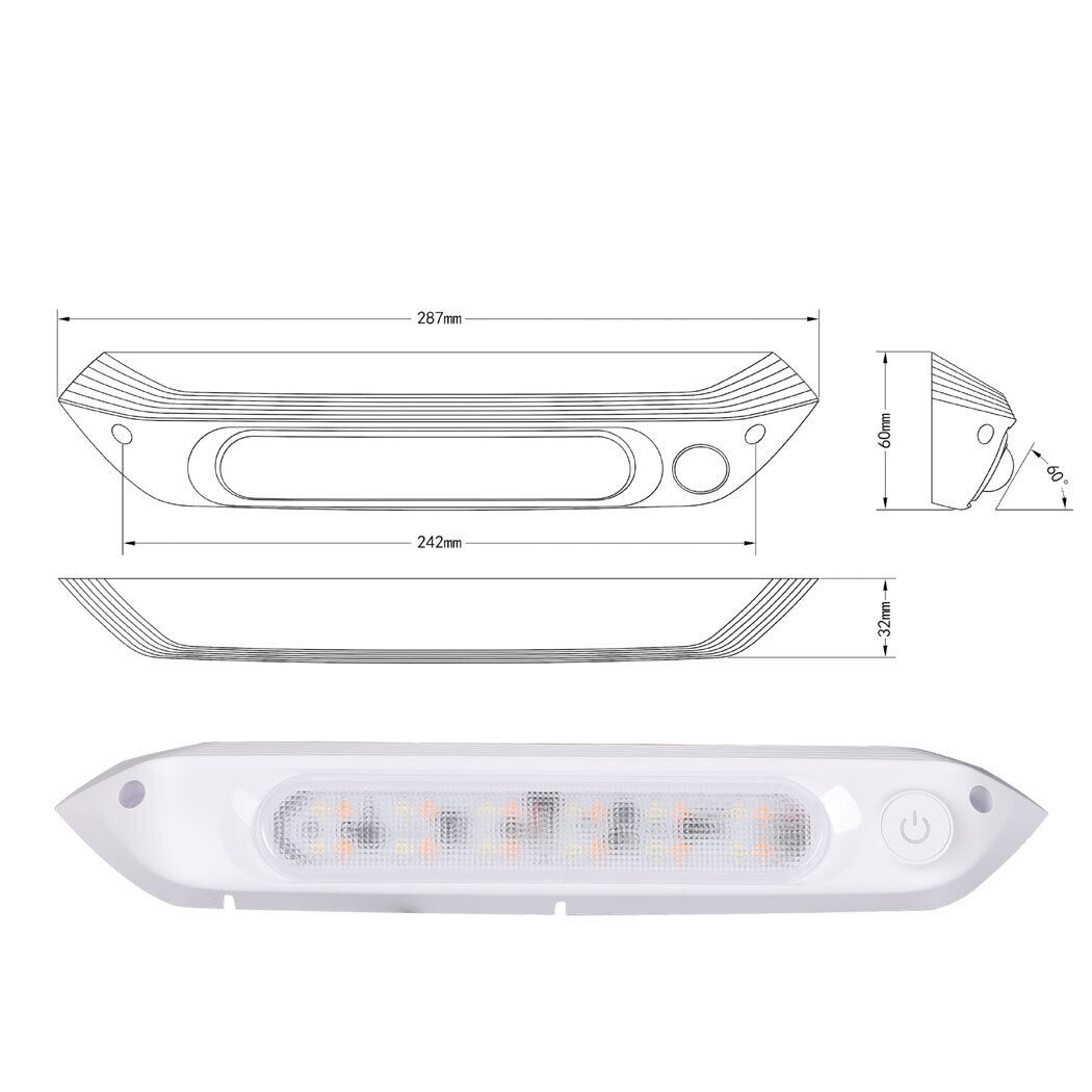 Dual LED Awning Light 12V/24V Amber IP67 Waterproof Caravan Accessories 287mm Price