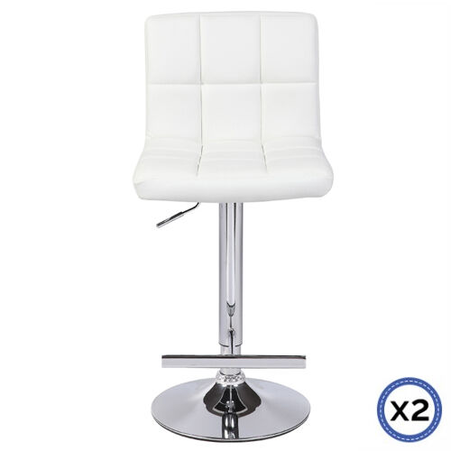 2X Bar Stools Faux Leather Mid High Back Adjustable Crome Base Gas Lift Swivel Chairs Price