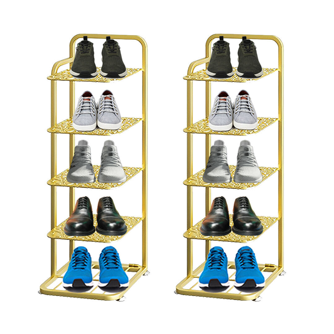 Gold Plated Metal Shoe Organizer Space Saving Portable Footwear Storage Shelf Price