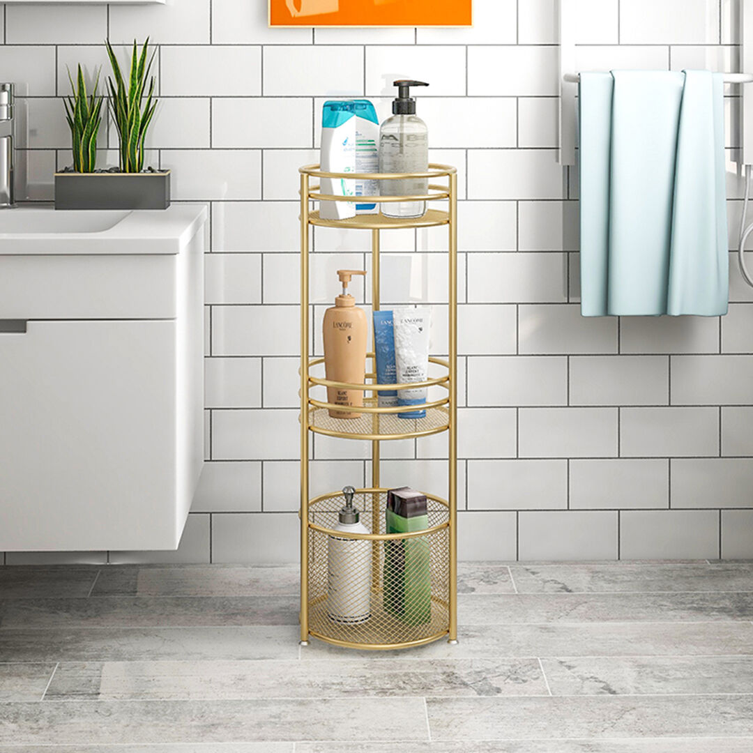 3 Tier Bathroom Freestanding Storage Shelf Multifunctional Display Rack Organiser with Basket Price