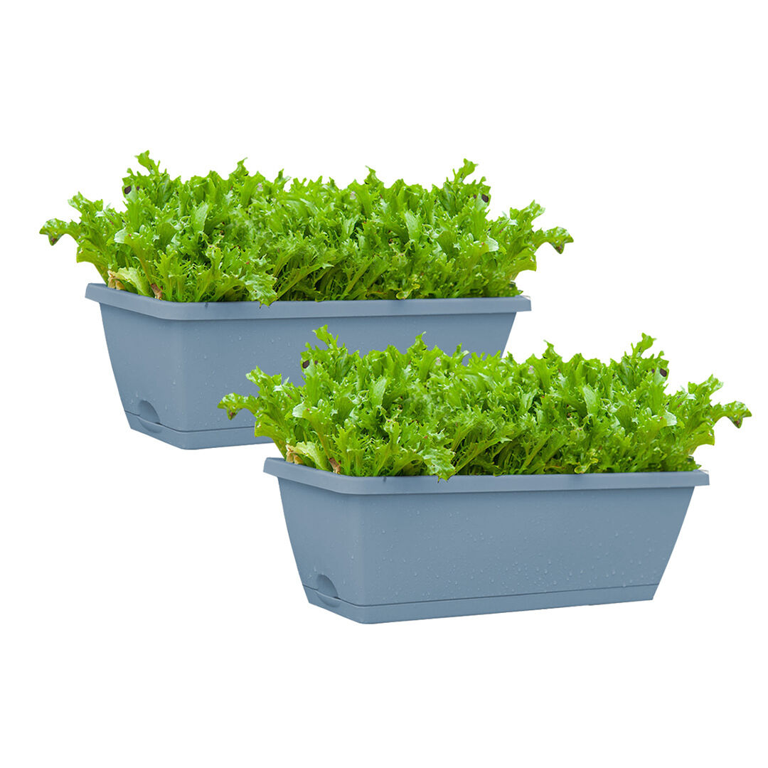 49.5cm Rectangular Planter Vegetable Herb Flower Outdoor Plastic Box with Holder Balcony Garden Décor Price