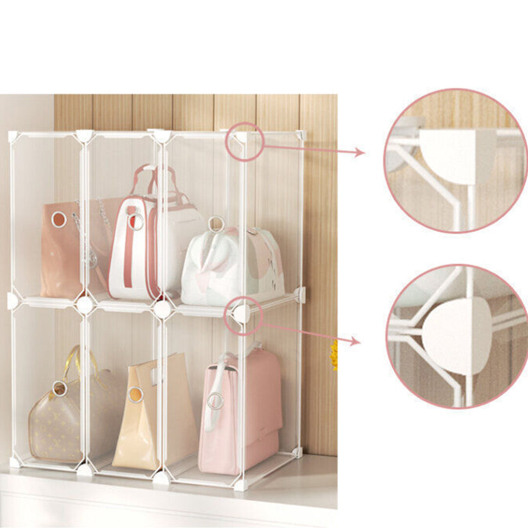 1 Tier Multifunctional PP Plastic Bag Box Portable Cubby DIY Storage Shelves Stackable Handbag Purse Organiser Price