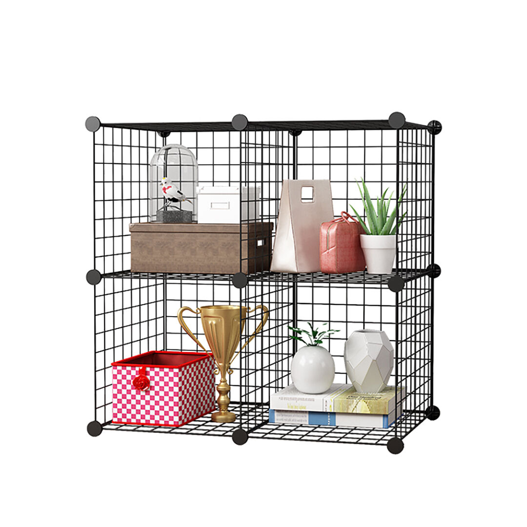 Black Portable Cube Storage Organiser Foldable DIY Modular Grid Space Saving Shelf Price