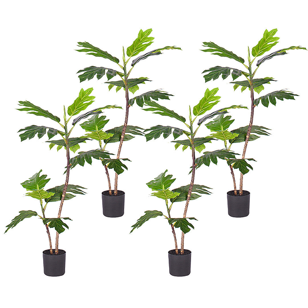 90cm 2-Trunk Artificial Natural Green Split-Leaf Philodendron Tree Fake Tropical Indoor Plant Home Office Décor Price
