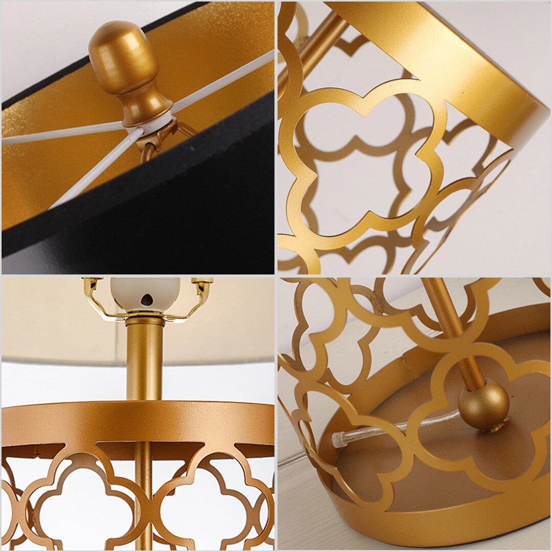 Golden Hollowed Out Base Table Lamp with Dark Shade Price