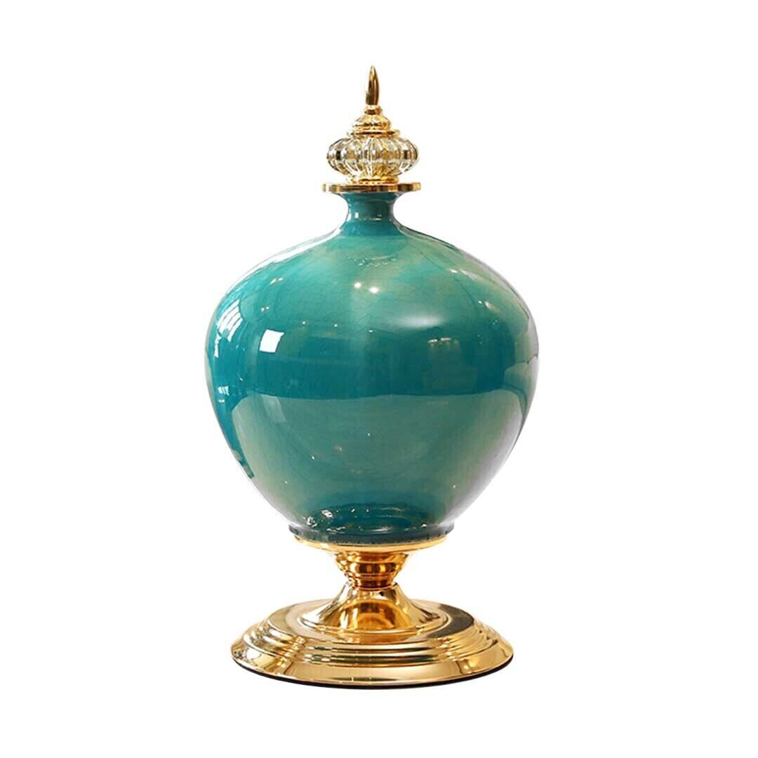 38.50cm Ceramic Oval Flower Vase with Gold Metal Base Price