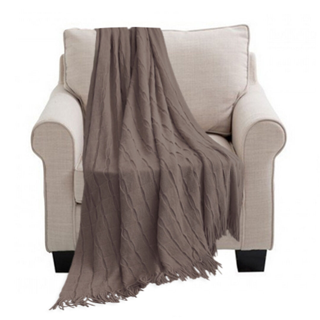 Textured Knitted Throw Blanket Warm Cozy Woven Cover Couch Bed Sofa Home Decor with Tassels Price