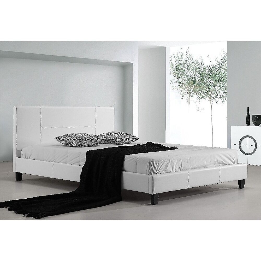 Double PU Leather Bed Frame White Price
