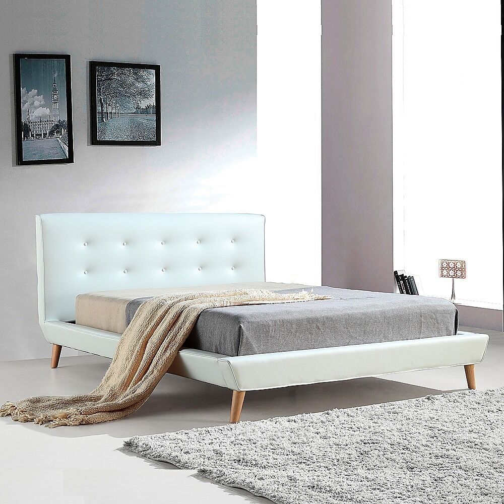 Double PU Leather Deluxe Bed Frame Black Price
