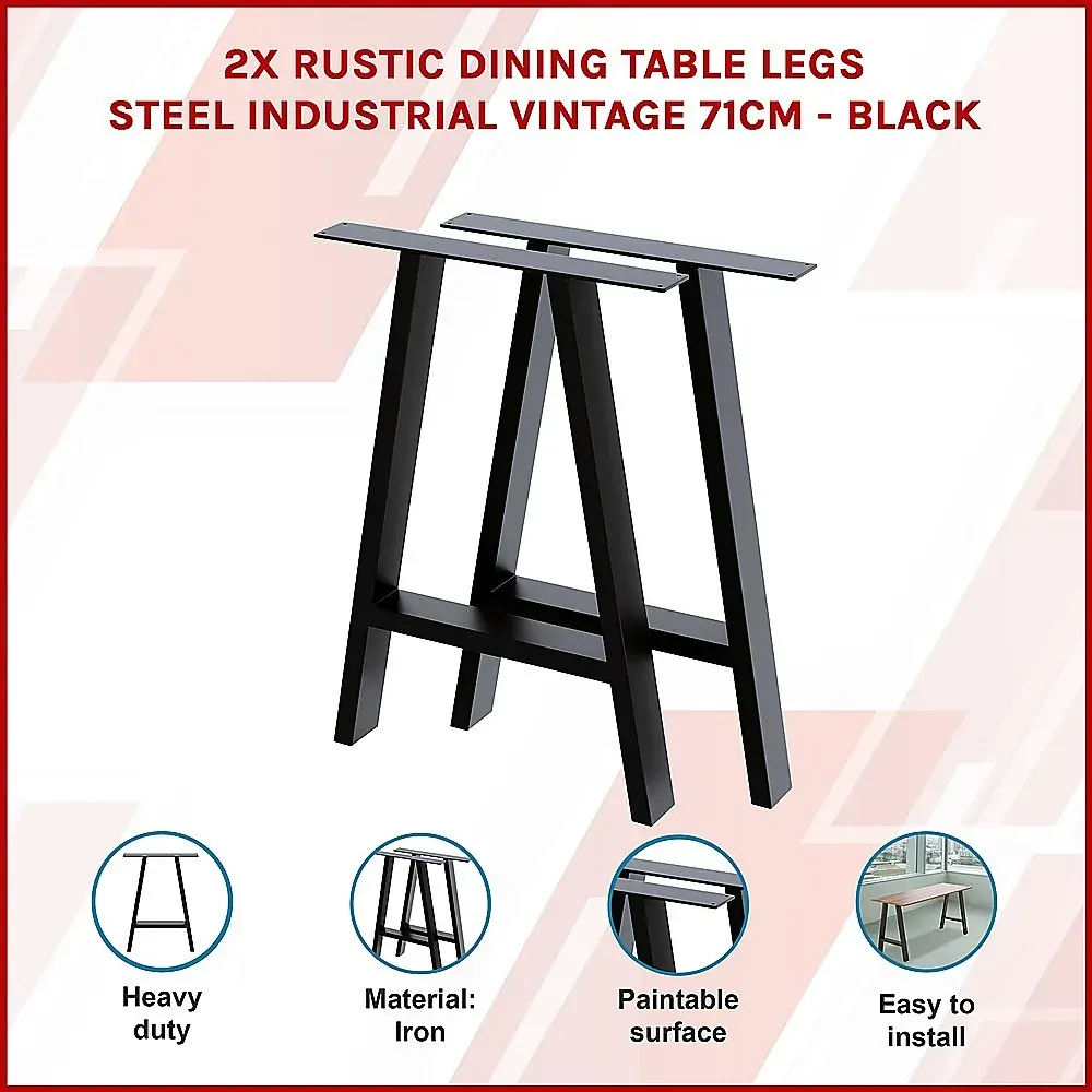 2x Rustic Dining Table Legs Steel Industrial Vintage 71cm Price