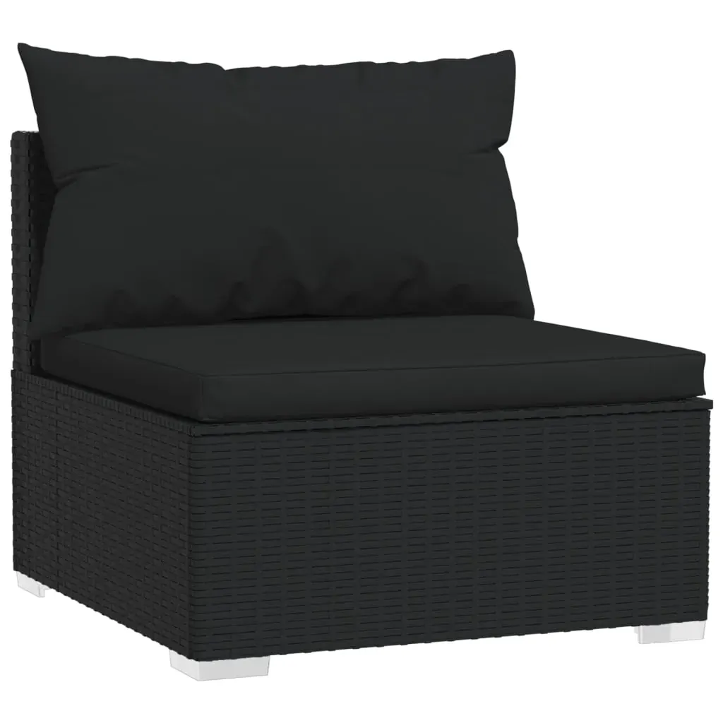 Garden Lounge Set with Cushions Poly Rattan Black Price