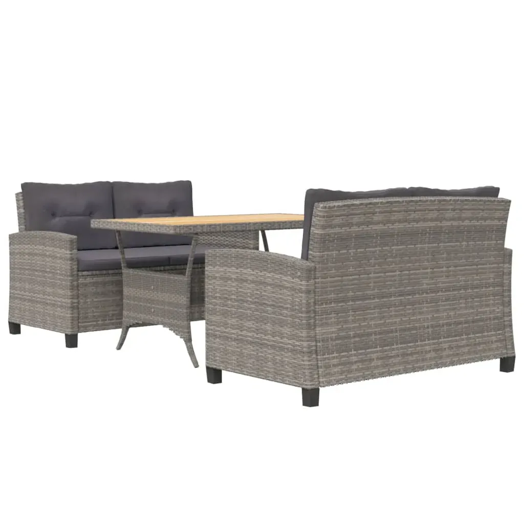 3 Piece Garden Dining Set with Cushions Poly Rattan Price