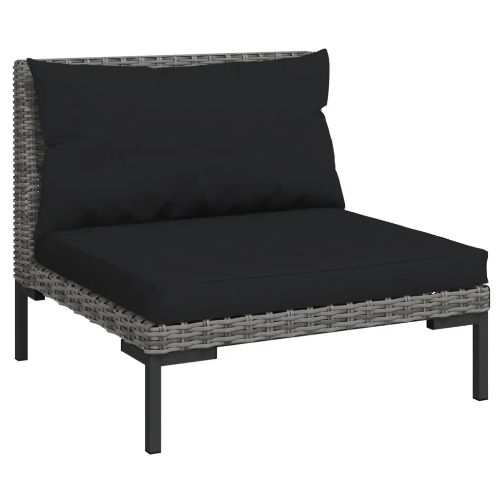 Garden Lounge Set with Cushions Poly Rattan Dark Grey Price