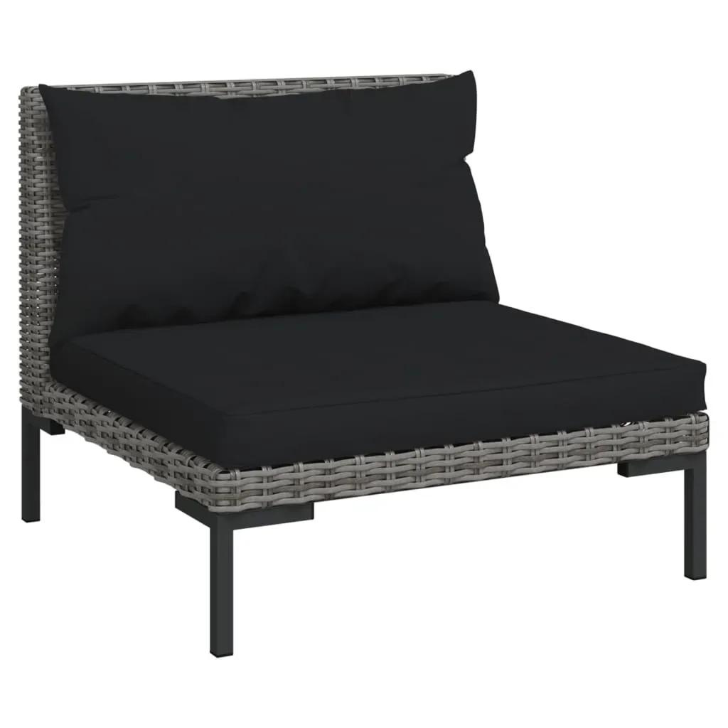 Garden Lounge Set with Cushions Poly Rattan Dark Grey Price