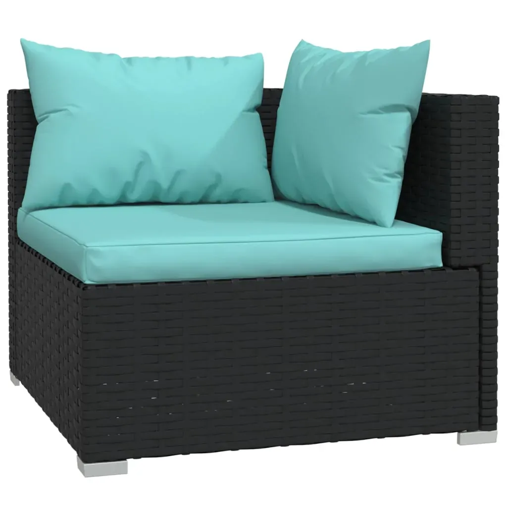 Garden Lounge Set with Cushions Poly Rattan Black Price