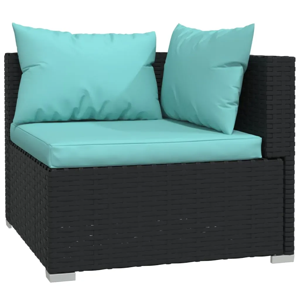 Garden Lounge Set with Cushions Black Poly Rattan Price