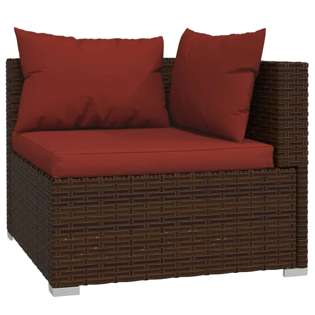 Garden Lounge Set with Cushions Brown Poly Rattan Price