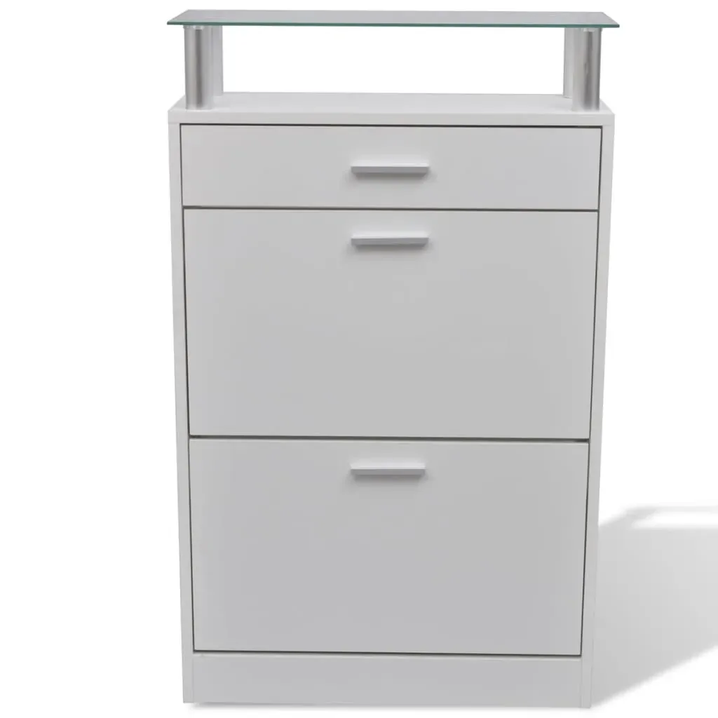 Shoe Cabinet with a Drawer and a Top Glass Shelf Wood Price