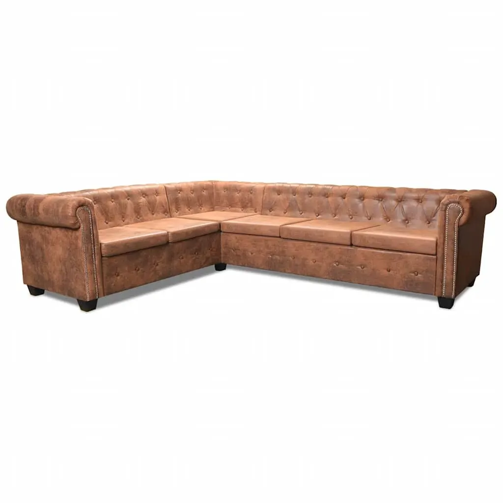 Coffeyville Chesterfield Corner Sofa 6-Seater Artificial Leather Price