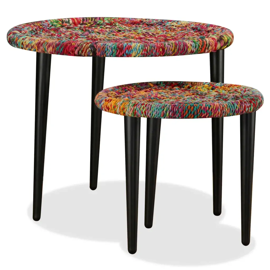 Coffee Table Set 2 Pieces Chindi Weave Details Price