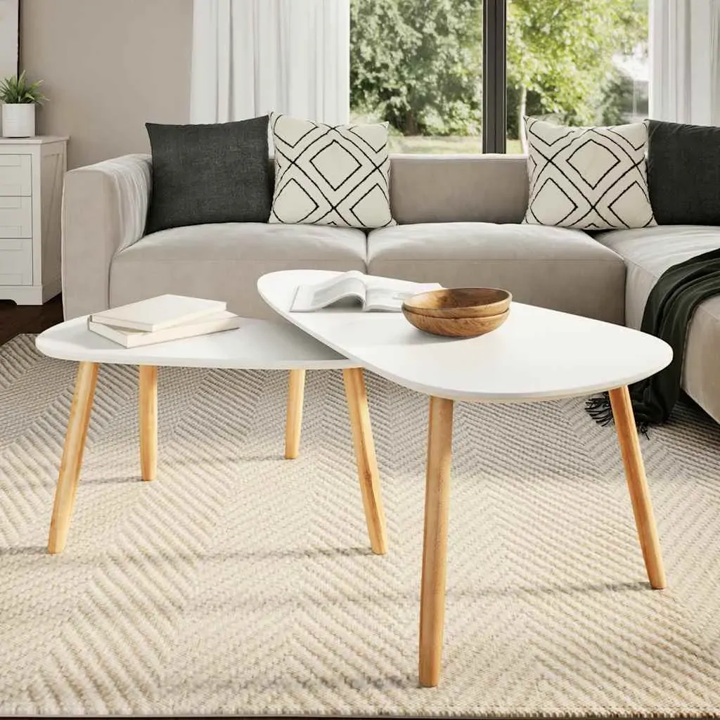 Coffee Table Set 2 Pieces Solid Pinewood Price