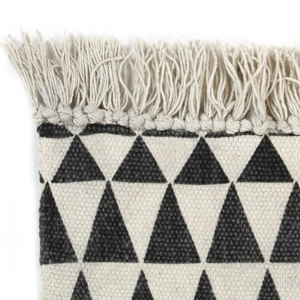 Kilim Rug Cotton with Pattern Black/White Price